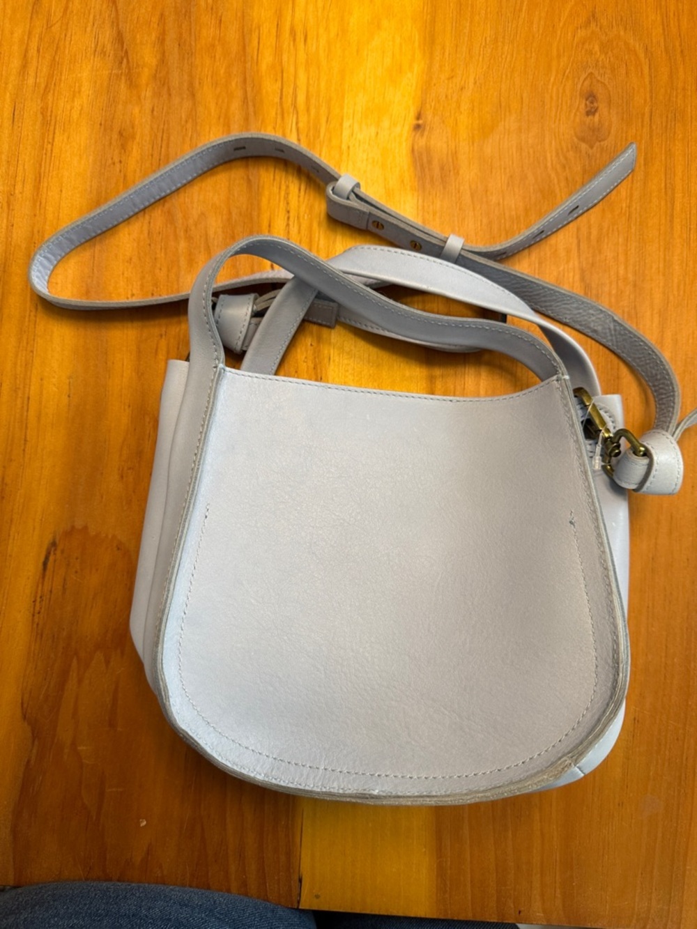 Madewell Light Gray Saddle-Style Crossbody Bag